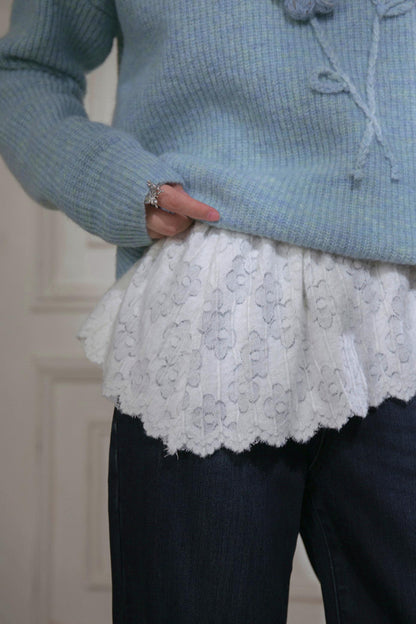 Velvet Lace Rabbit Fur Top