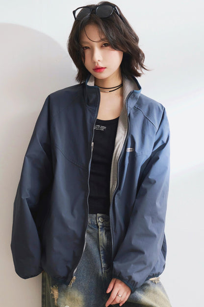 リバーシブルスタンドカラールーズジャケット