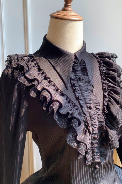 【予約商品】エレガントシフォンランタン袖シャツ