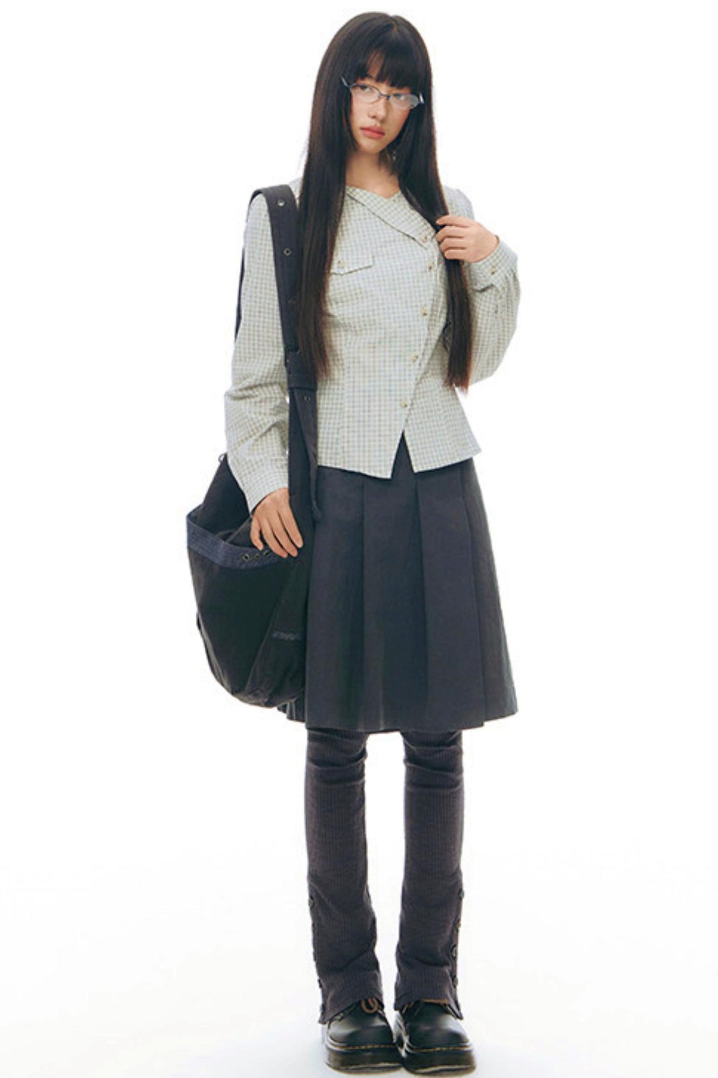 Y2Kリトルチェックドシャツ+スカート