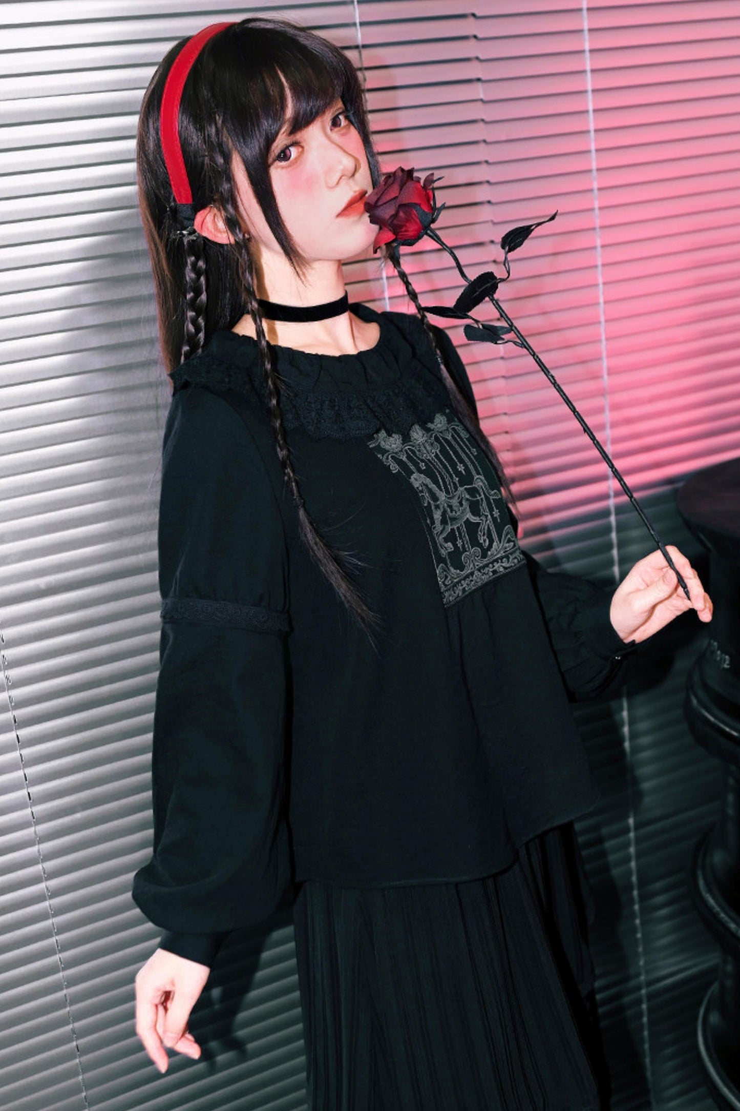 Dark Print Doll Collar Top