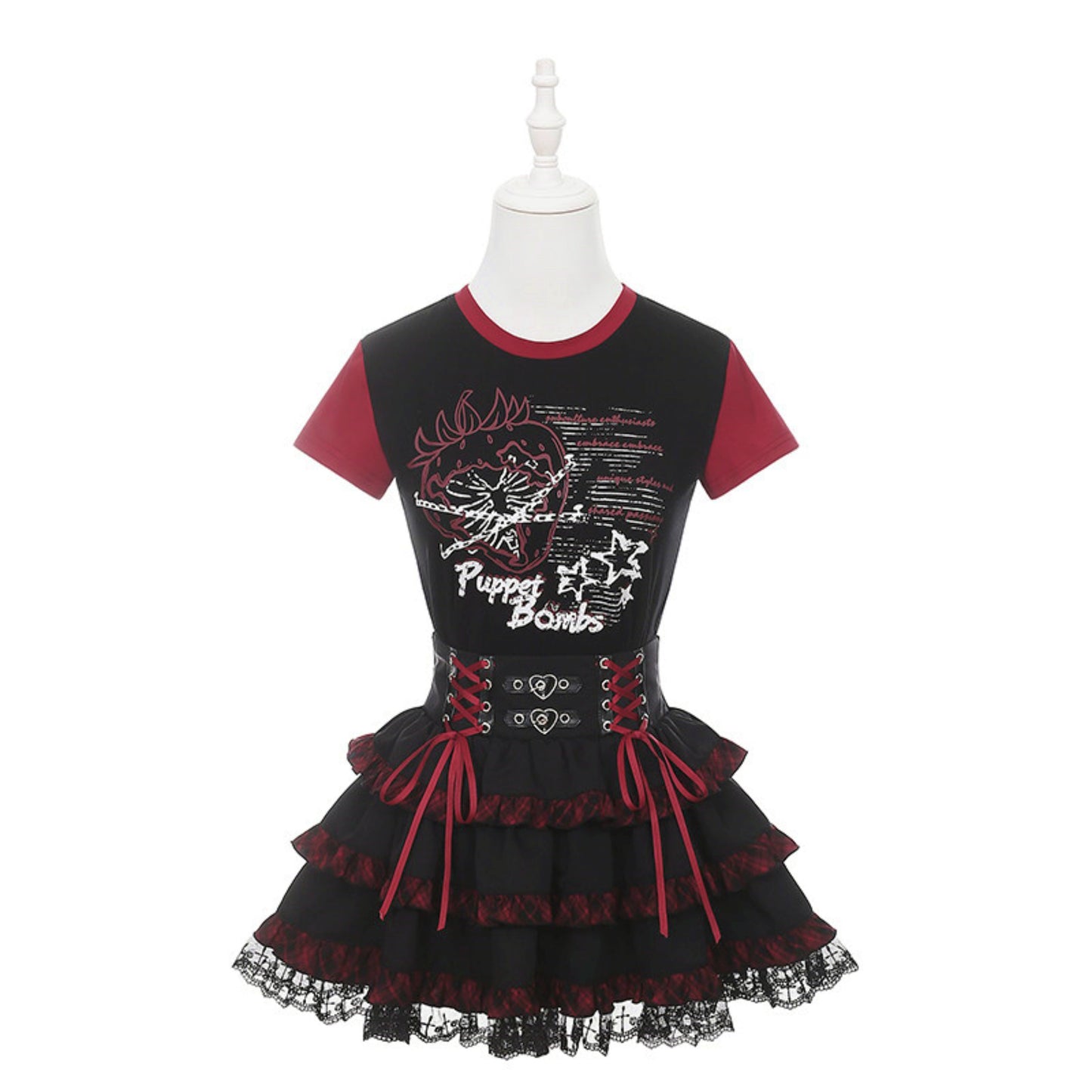 [Pre-Order] Subculture Dark Kawaii Punk T-Shirt + Skirt