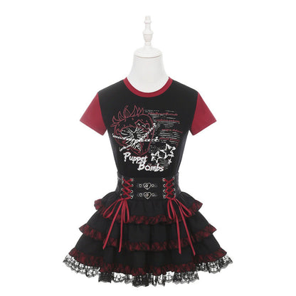 [Pre-Order] Subculture Dark Kawaii Punk T-Shirt + Skirt