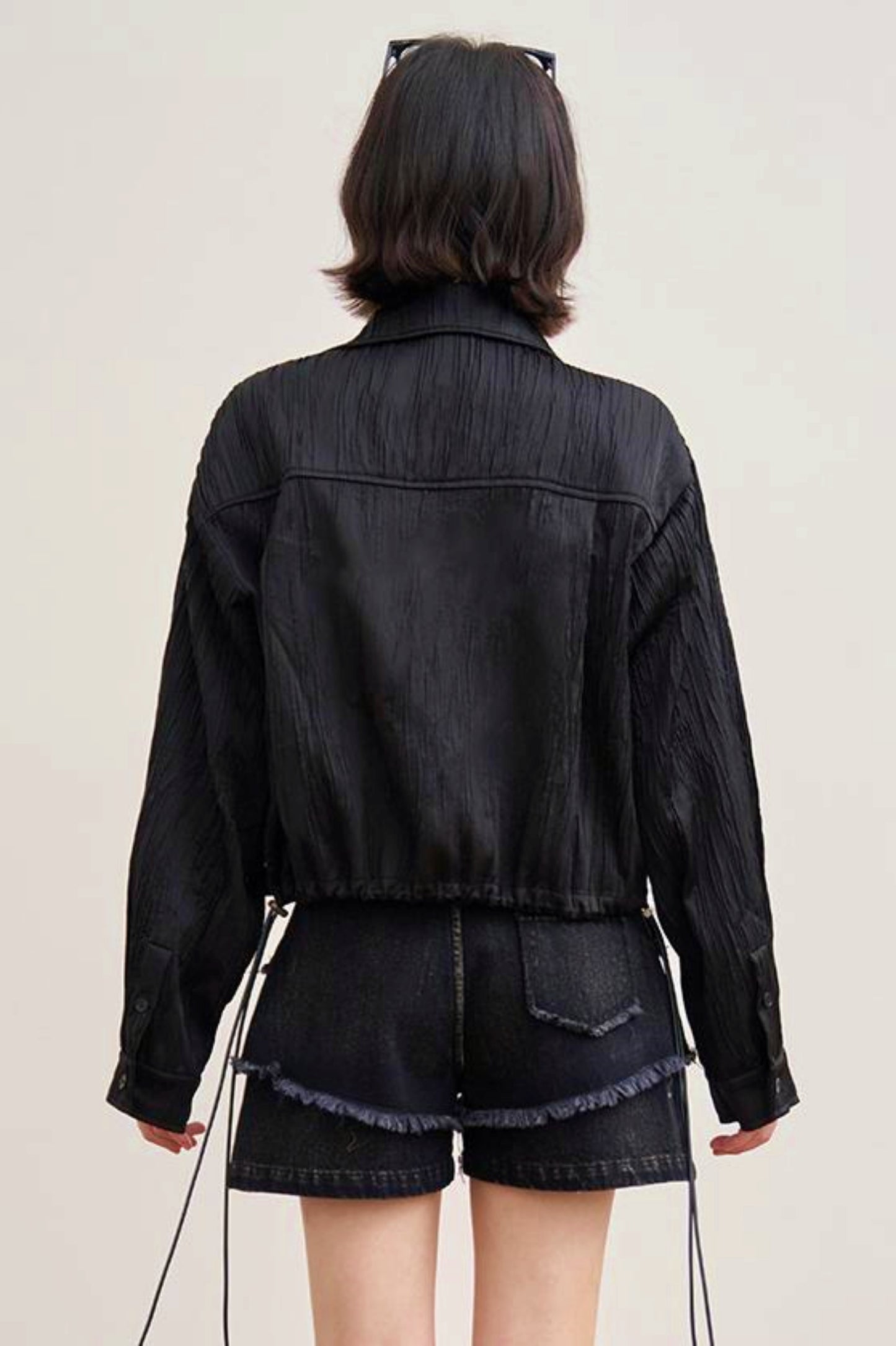 Gravity Textured Drawstring Top