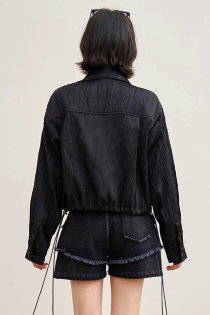 Gravity Textured Drawstring Top