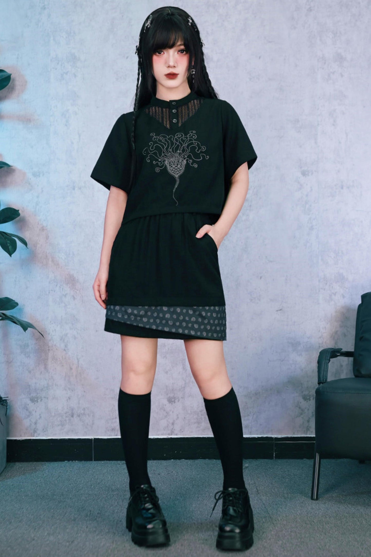 深海刺繍ダークドールセットアップ