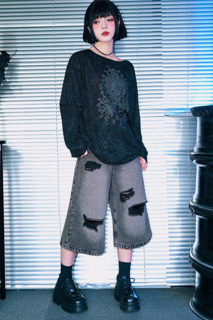 Ruins Street Distressed Denim Pants