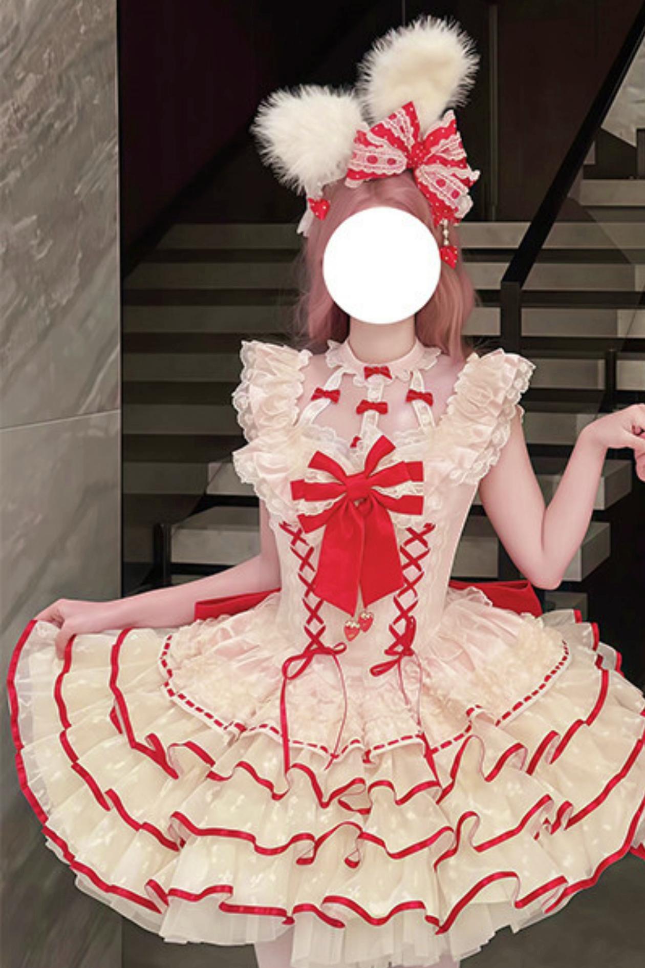 Cupid Strawberry Fairy Dress + Train Ribbon Belchic Cupid Strawberry Fairy Dress + Train Ribbon Belchic