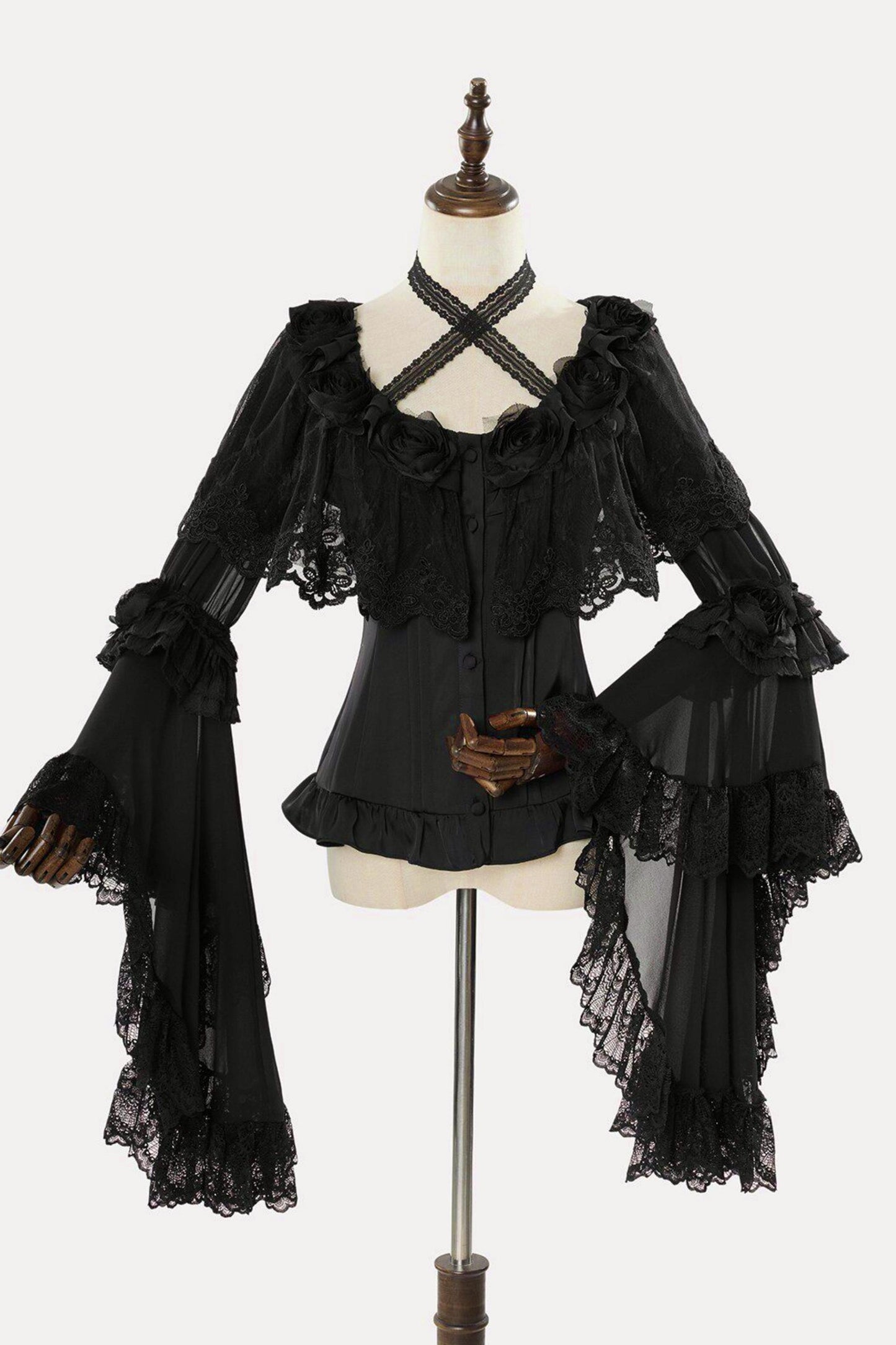 Decadent Gothic Lace Princess-Sleeve Top