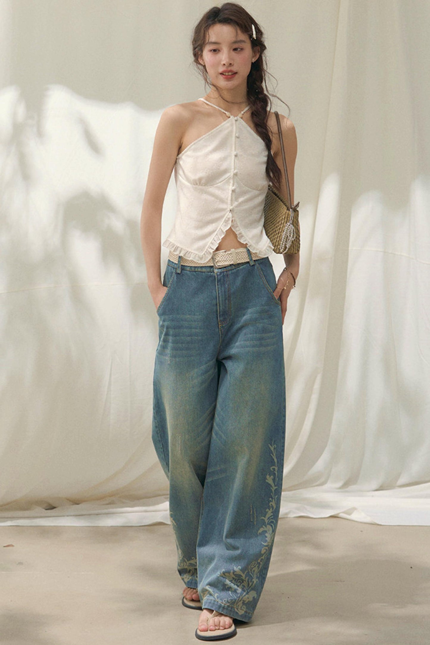 Laser Embossed Vintage Jeans