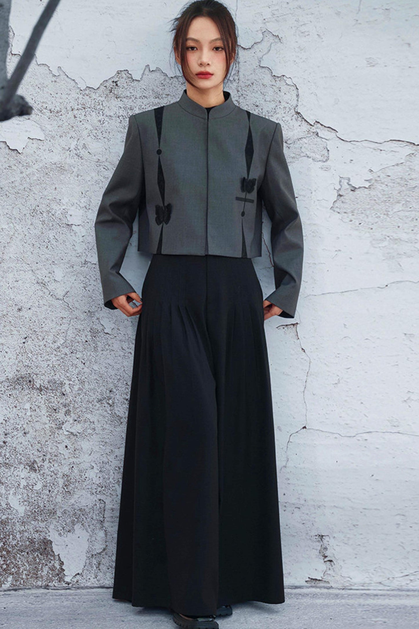 ダークモードワイドレッグパンツ