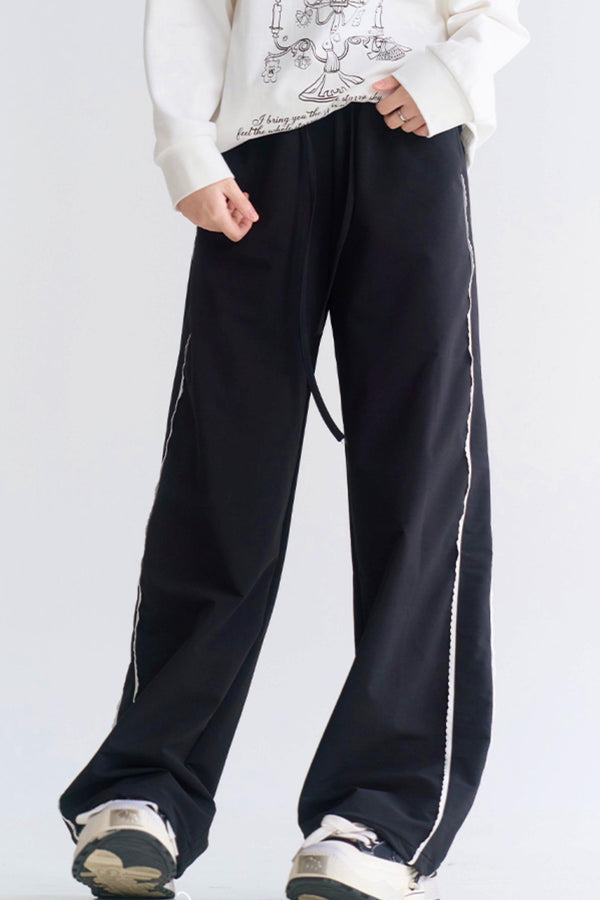 Sporty Style Lace Casual Pants