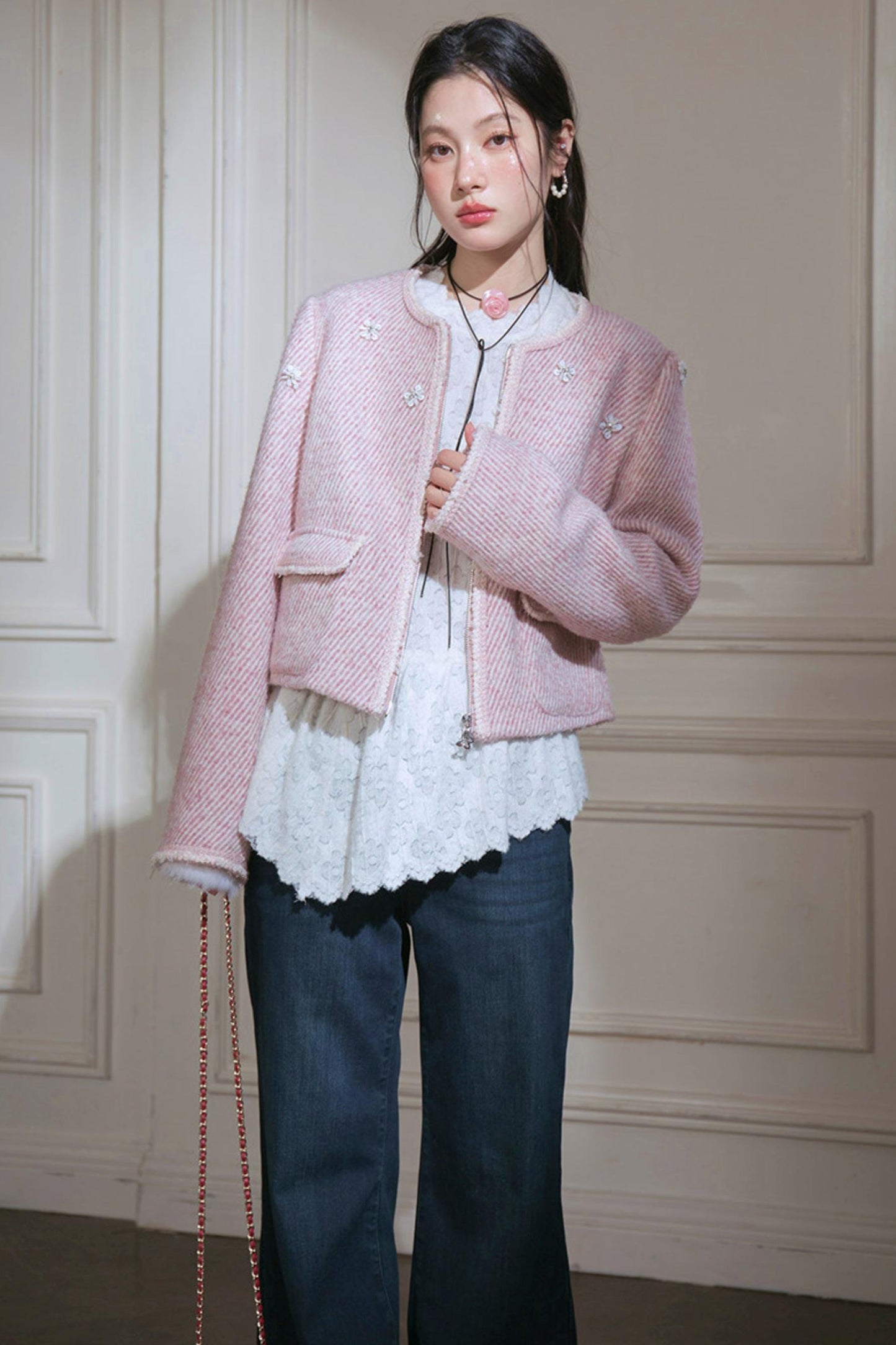 Velvet Lace Rabbit Fur Top