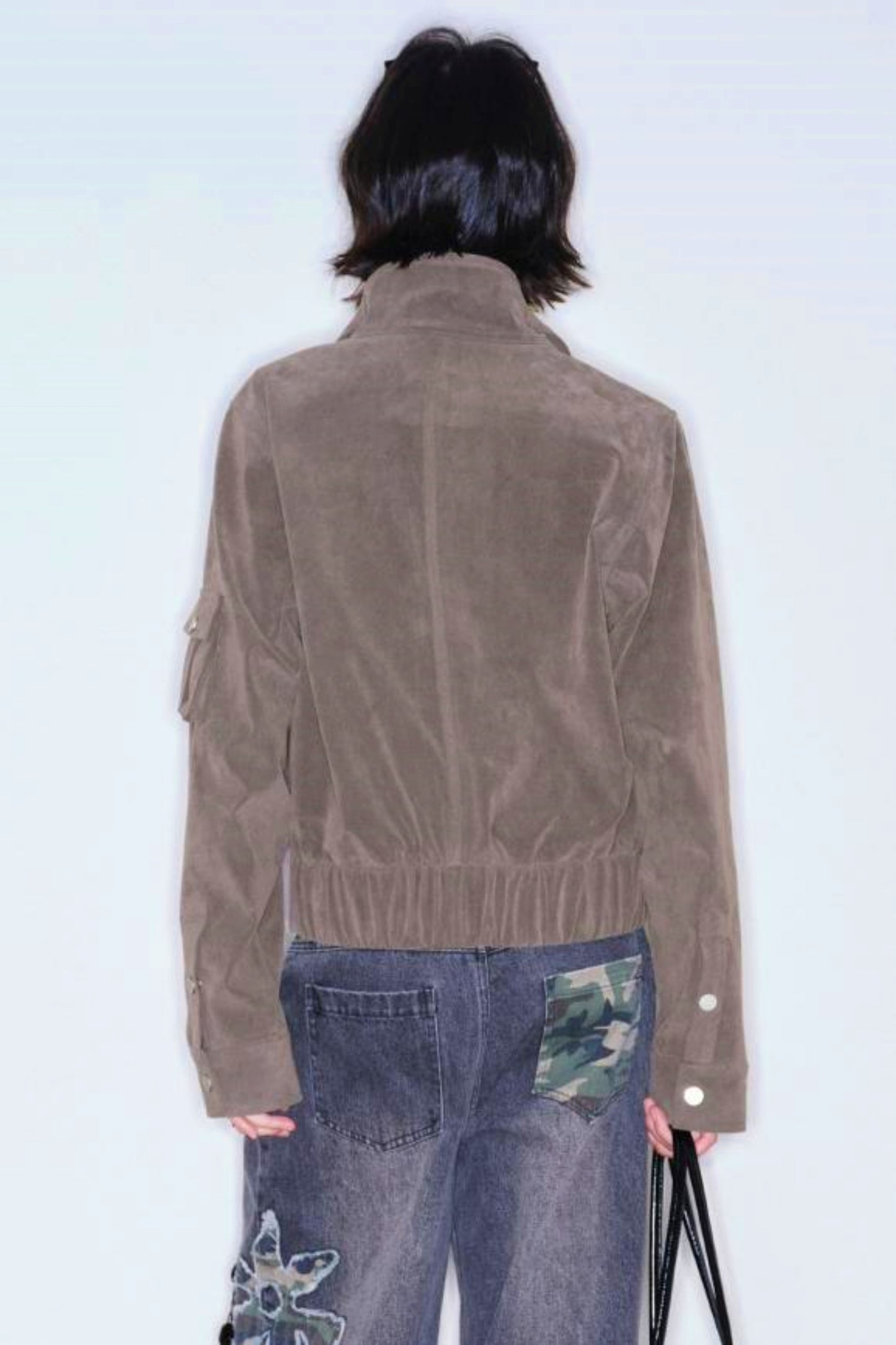 Retro Suede Stand-Up Collar Jacket