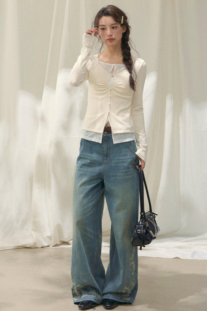 Seashell Lace Layered Top