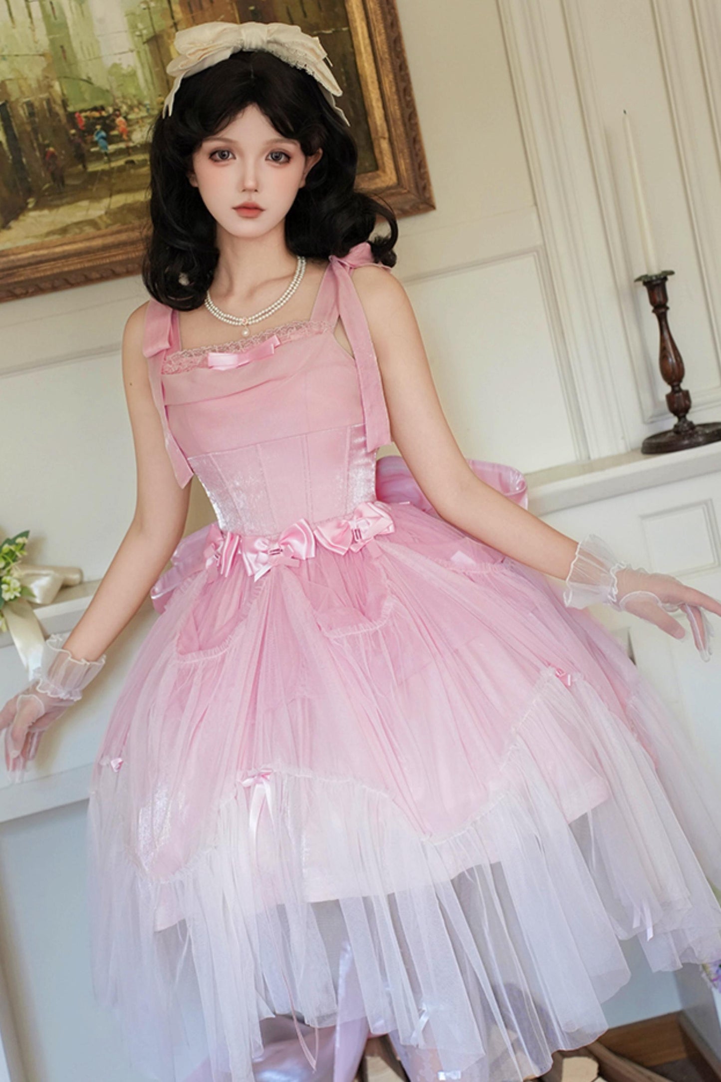 バブルシーヘリンボーンロリータジャンパースカートロリータセットアップ