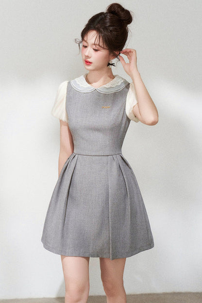 Gray Puff Sleeve Dress