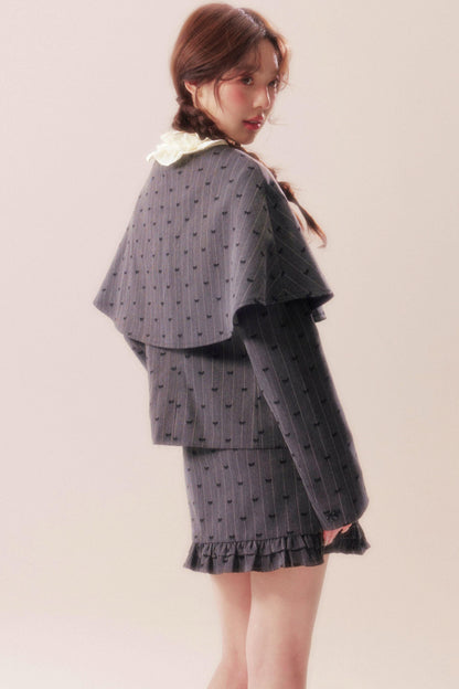 Evening glow coat + shawl + skirt + knit top