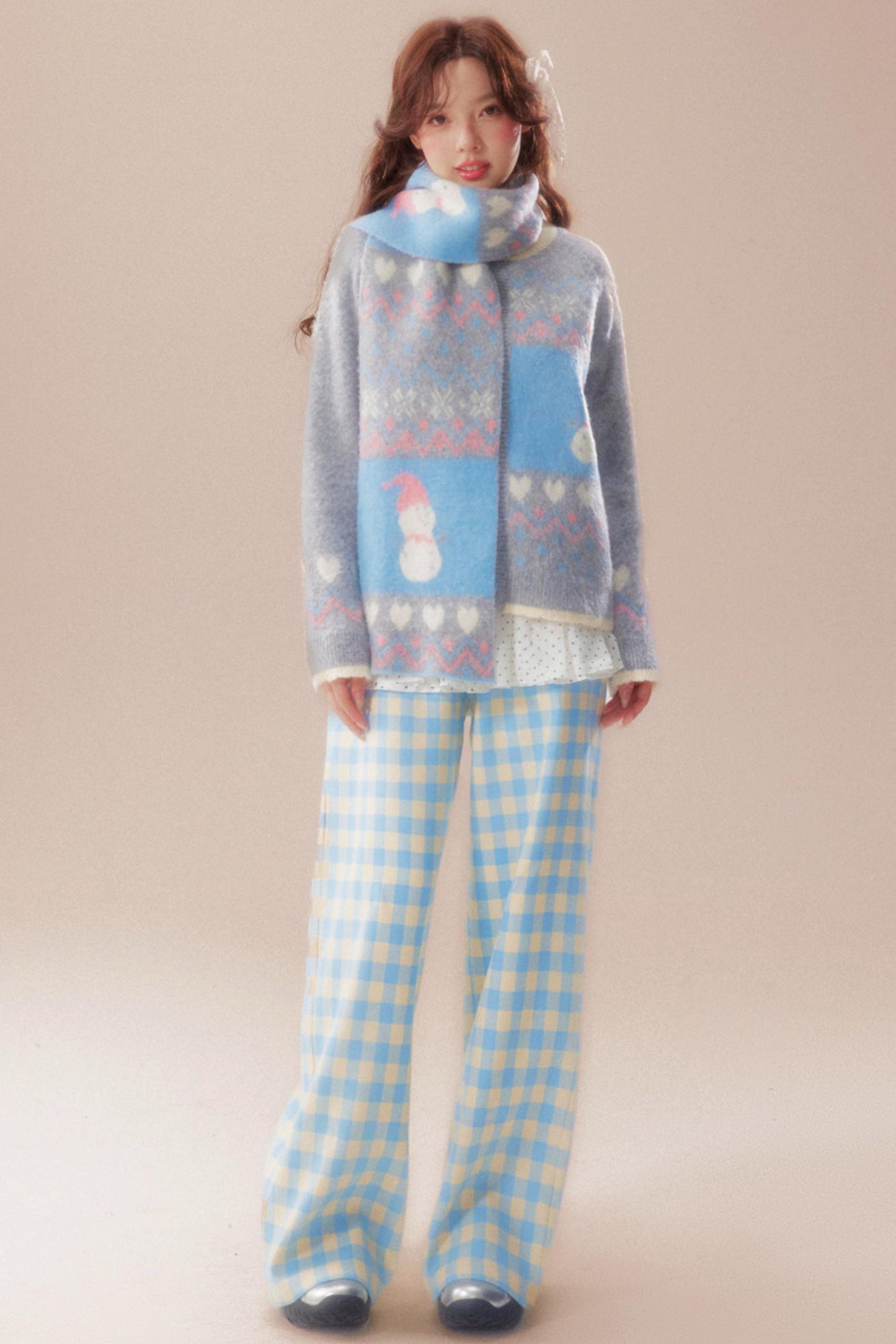 Sweet Fair Isle Sweater Cardigan + Scarf