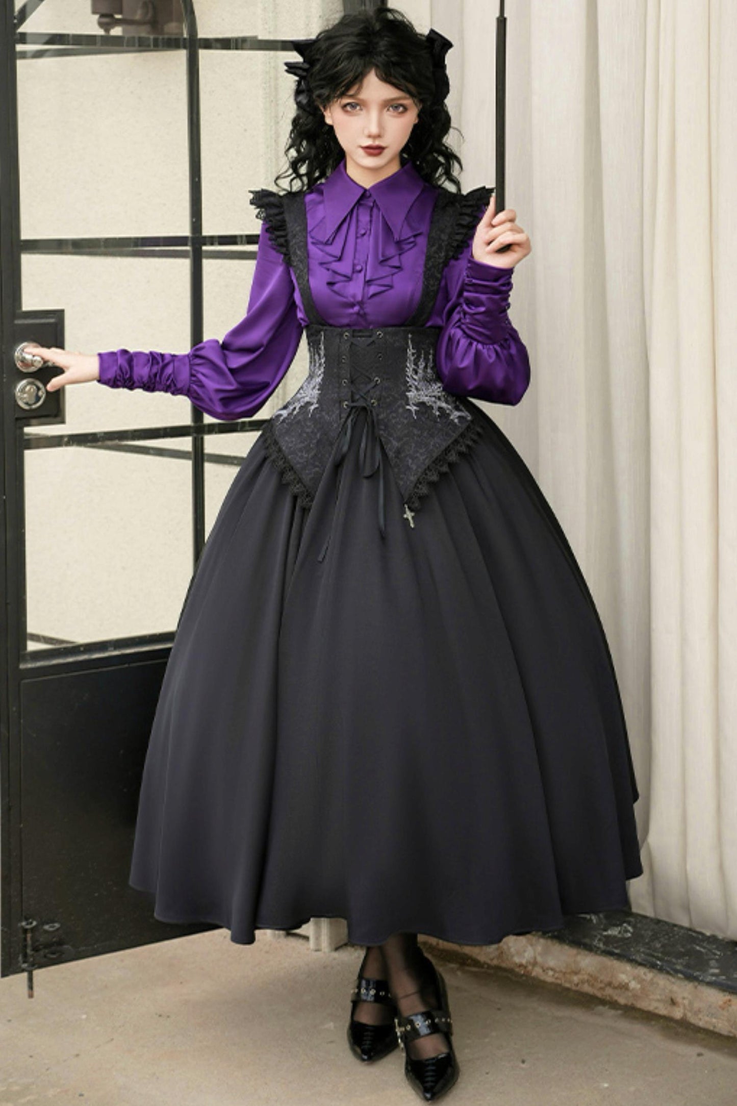 Conjunto de vestido y camisa con sujetador de muelles góticos