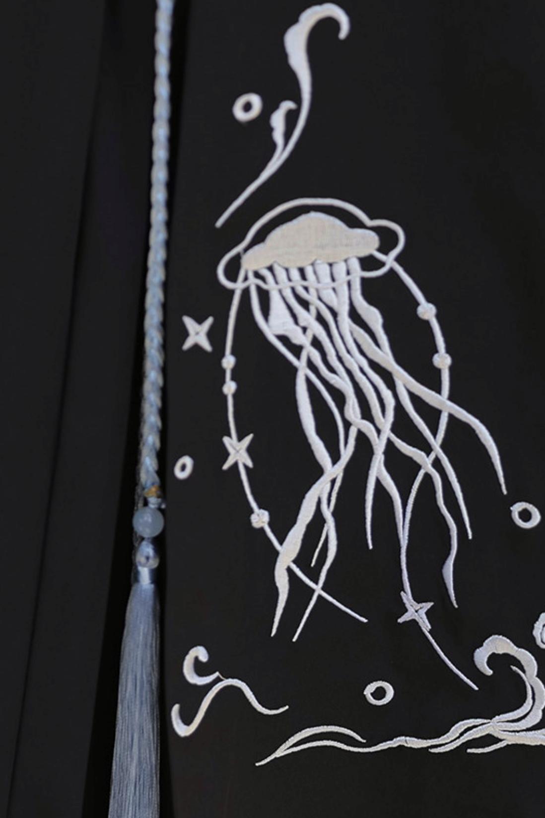 クラゲ刺繍チャイナドレス+シアートップス