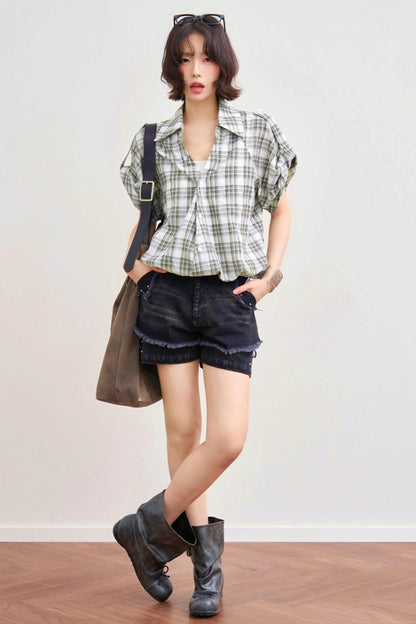 Retro Plaid Design Shirt