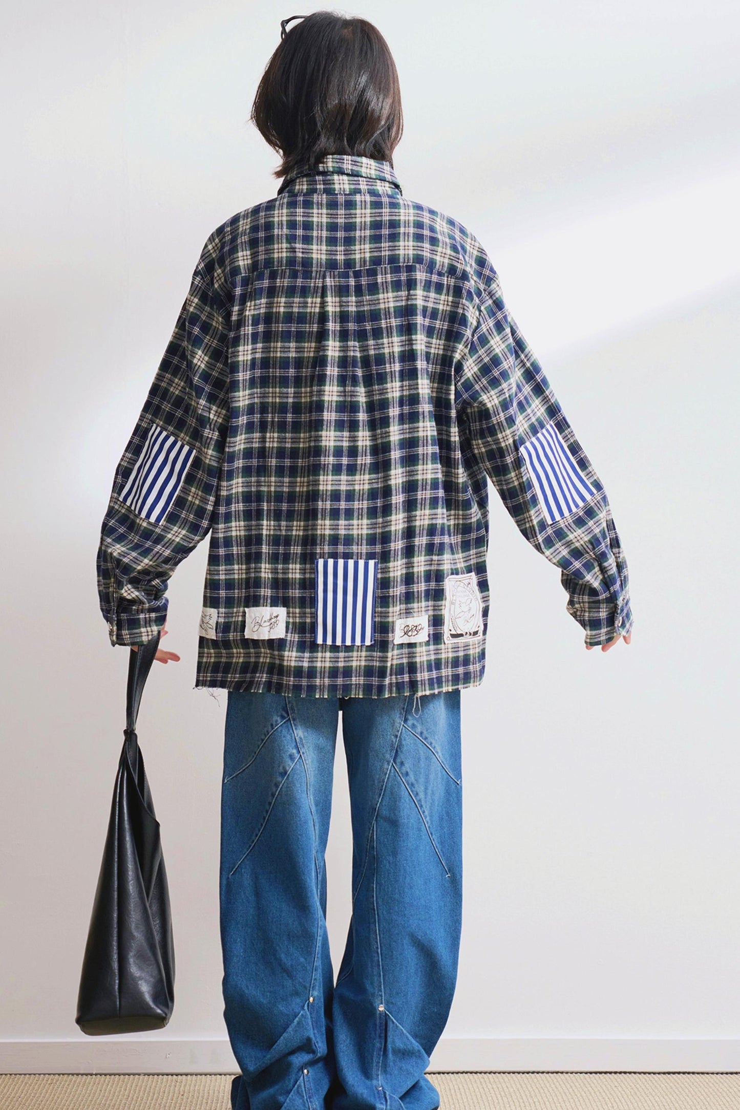 ルーズフィットチェックロングスリーブシャツ