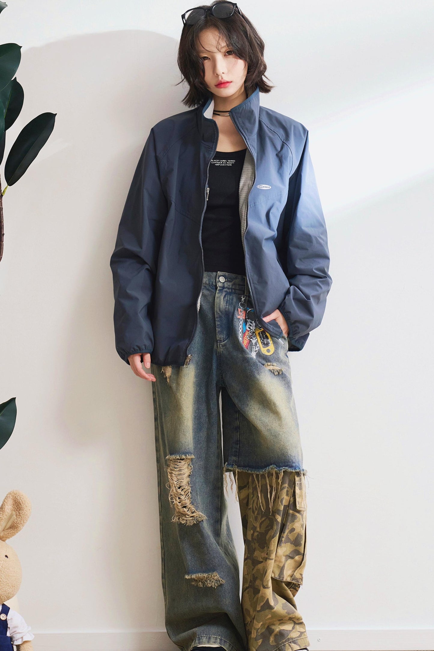 リバーシブルスタンドカラールーズジャケット