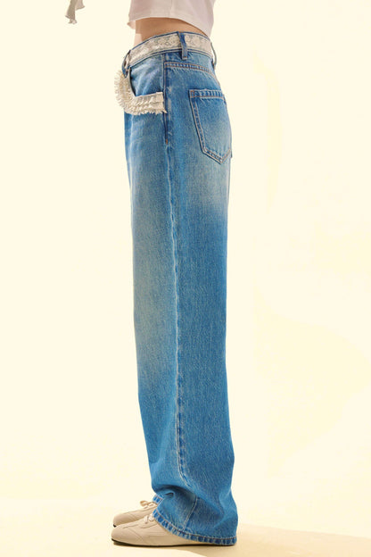 Spitzen-Vintage-Jeansstoff