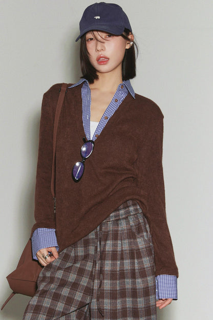 Top maglione in maglia preppy