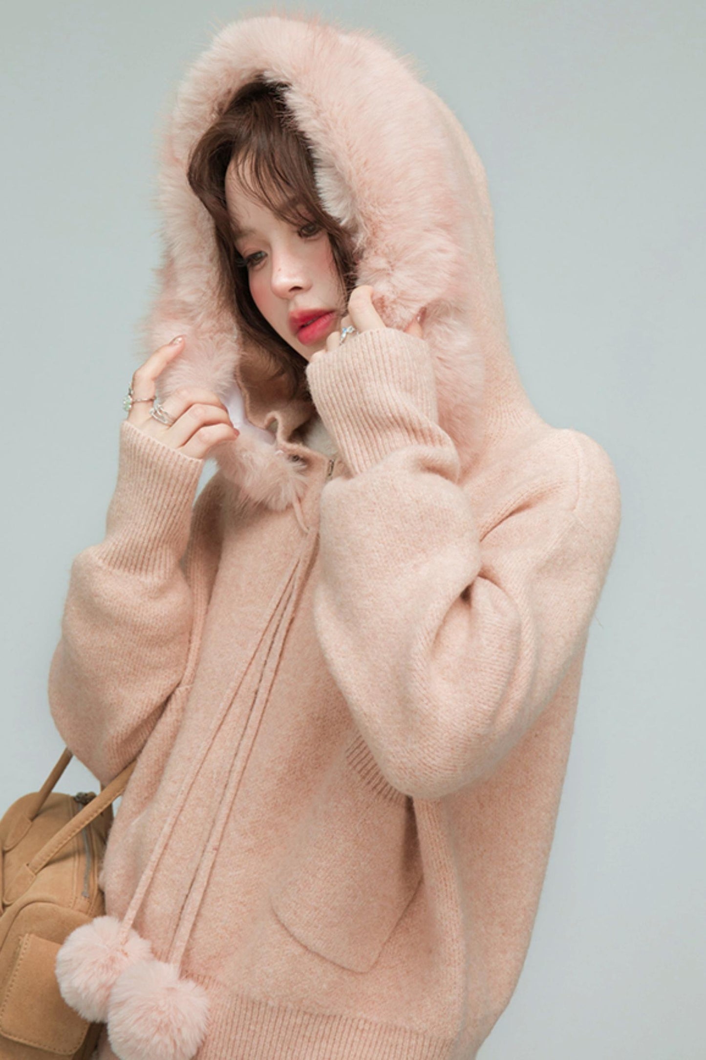 キャラメルファーカラーカーディガン