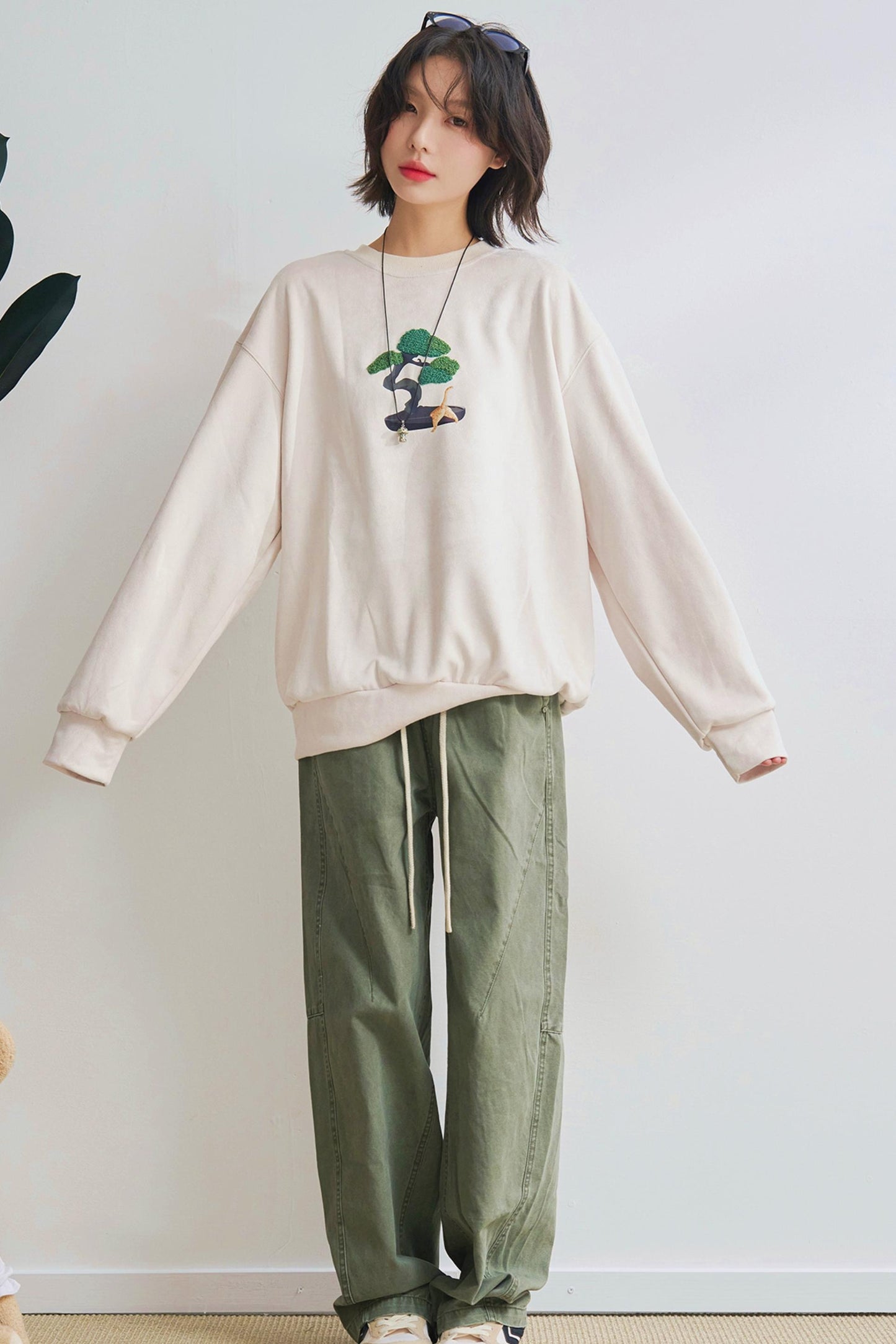 ボンサイクルーネックロングスリーブTシャツ