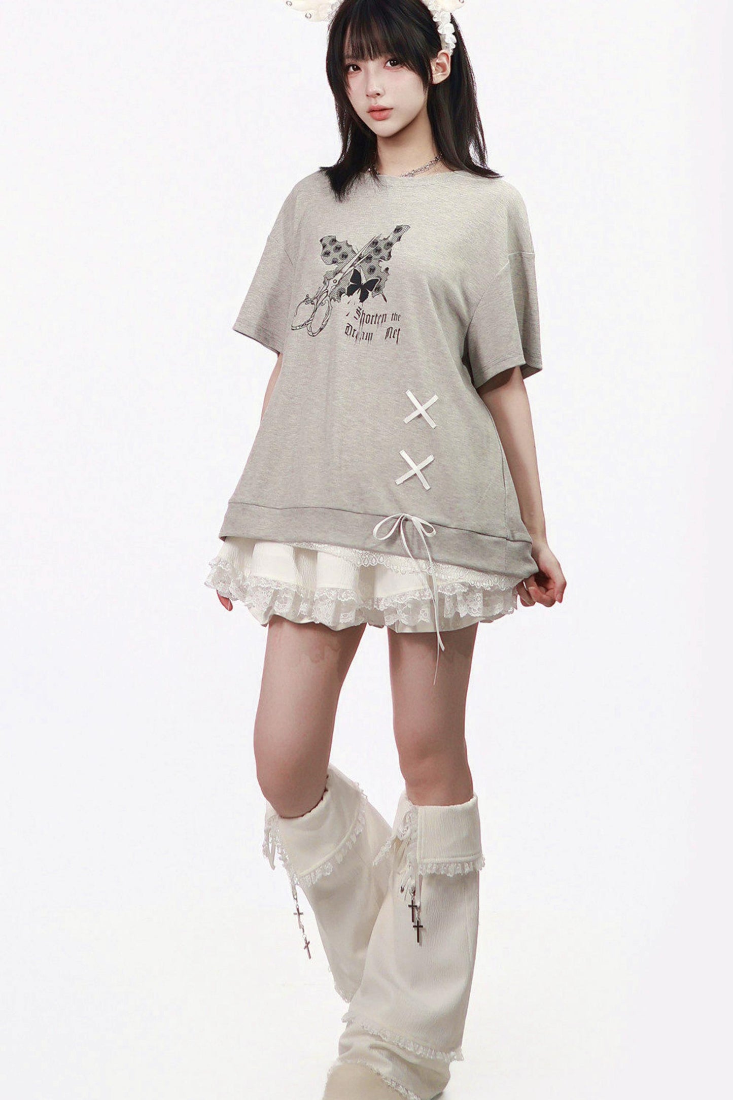 サブカルバタフライTシャツ+スカート+レッグカバー