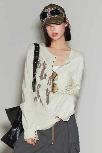 Lyocell Henley Collar Top