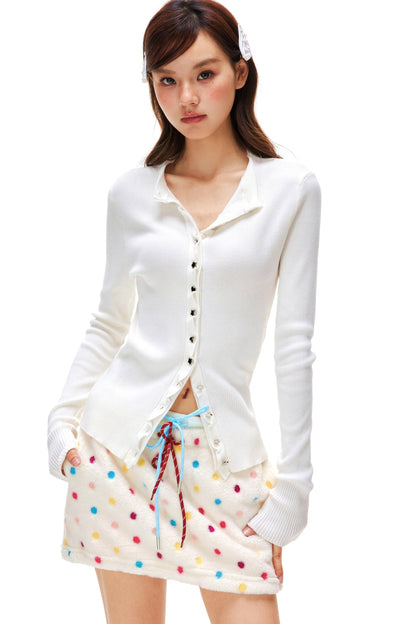 Love Star Button Slim Cardigan