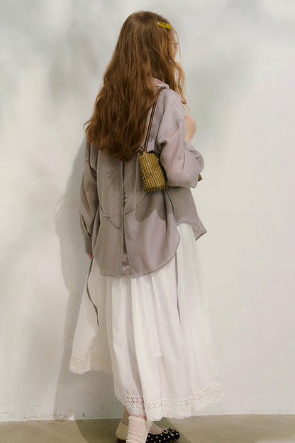 コットンレースチェックスカート