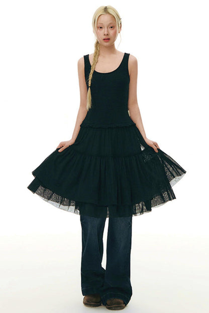 Robe chasuble en tulle Y2K