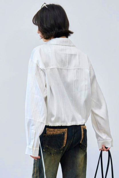 Gravity Textured Drawstring Top