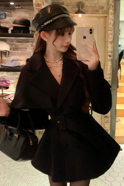 Celebrity Fur Collar Cape Coat