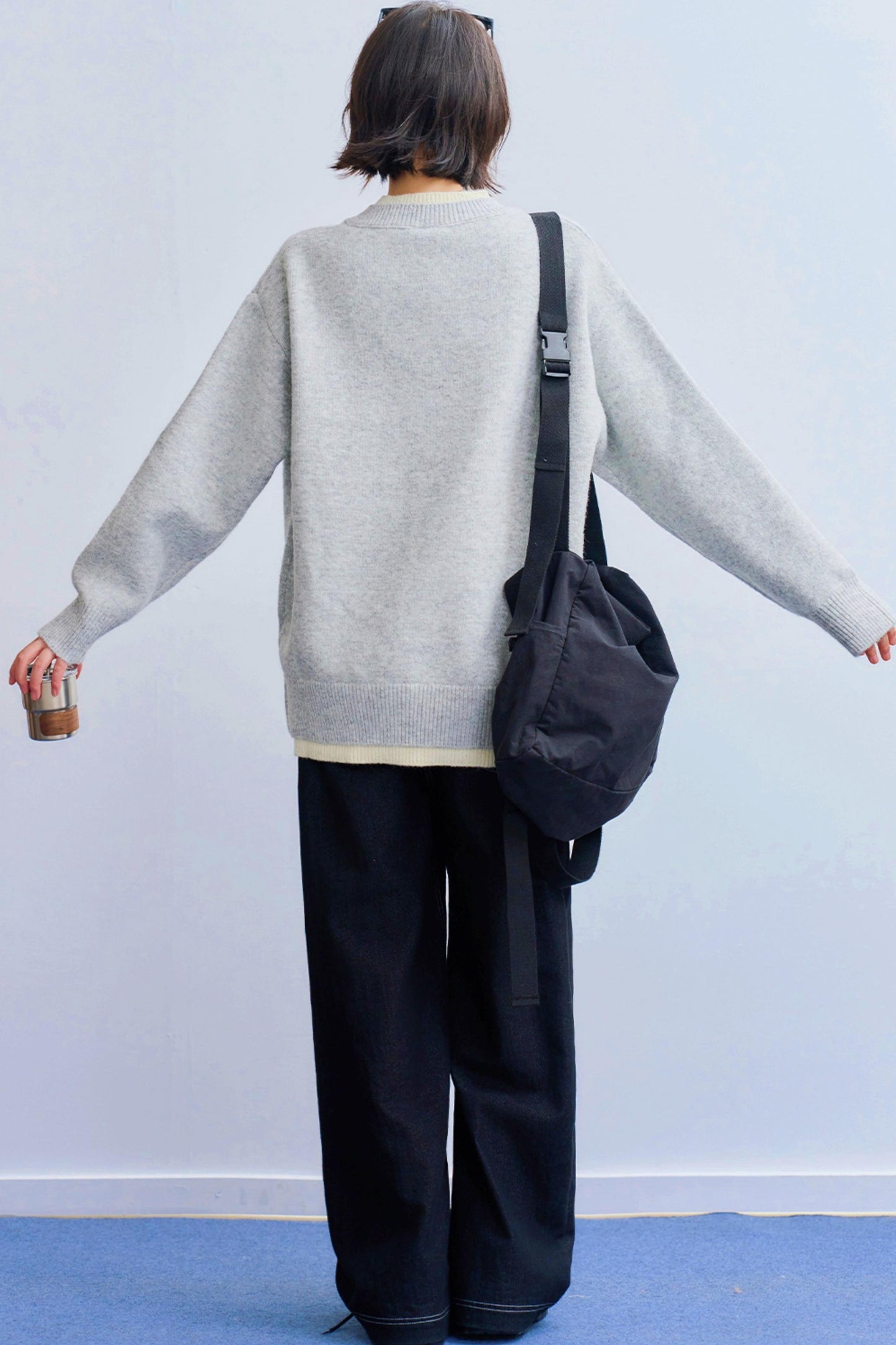 Color block knit sweatshirt