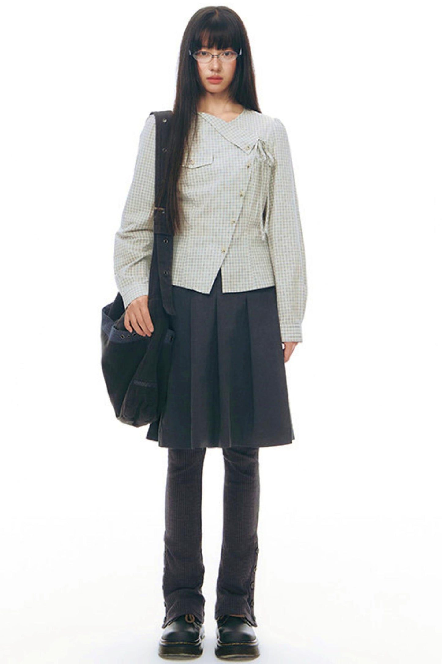 Y2Kリトルチェックドシャツ+スカート