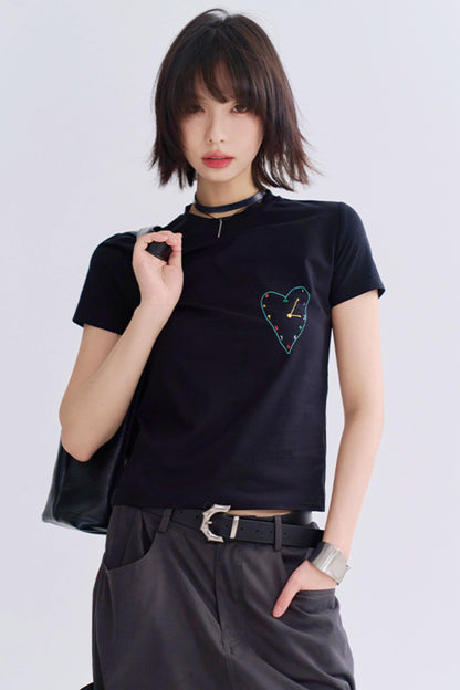 Slim Love Graphic Cropped Tee