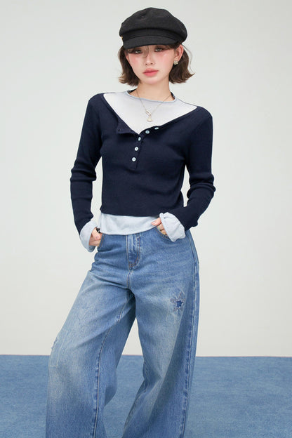 フロストブルースターパッチデニムパンツ