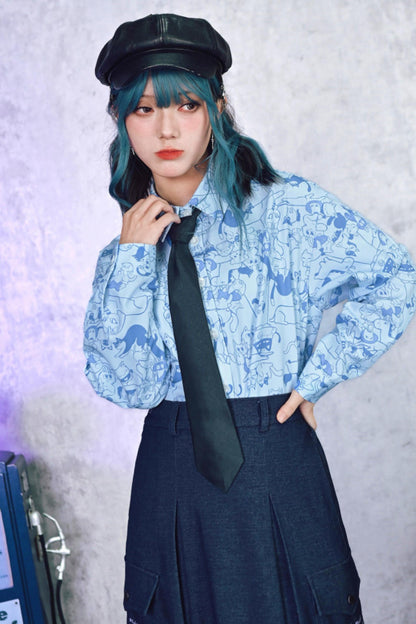 Stellar Meow Full Print Blouse