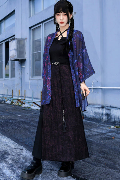 黑色纹理吊带背心