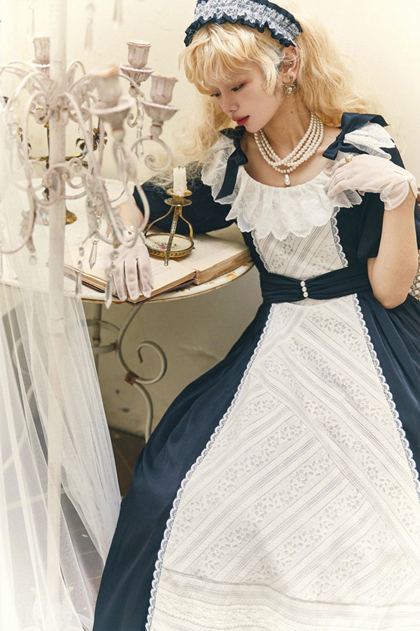 Robe Lolita de Servante avec Dentelle et Rubans