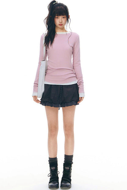 Y2Kボタンレイヤードトップス