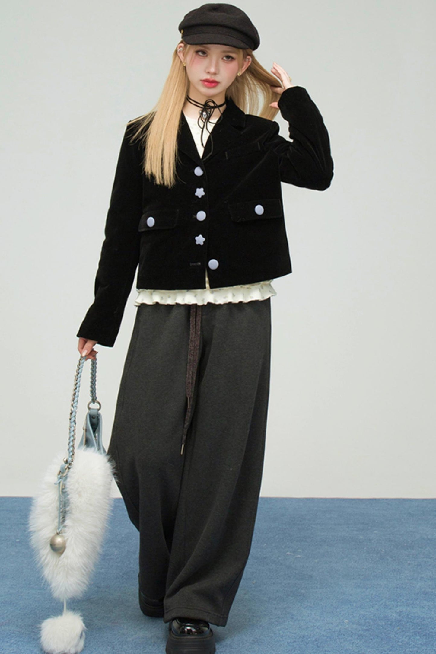 ギャラクシーグレーニットスウェットパンツ