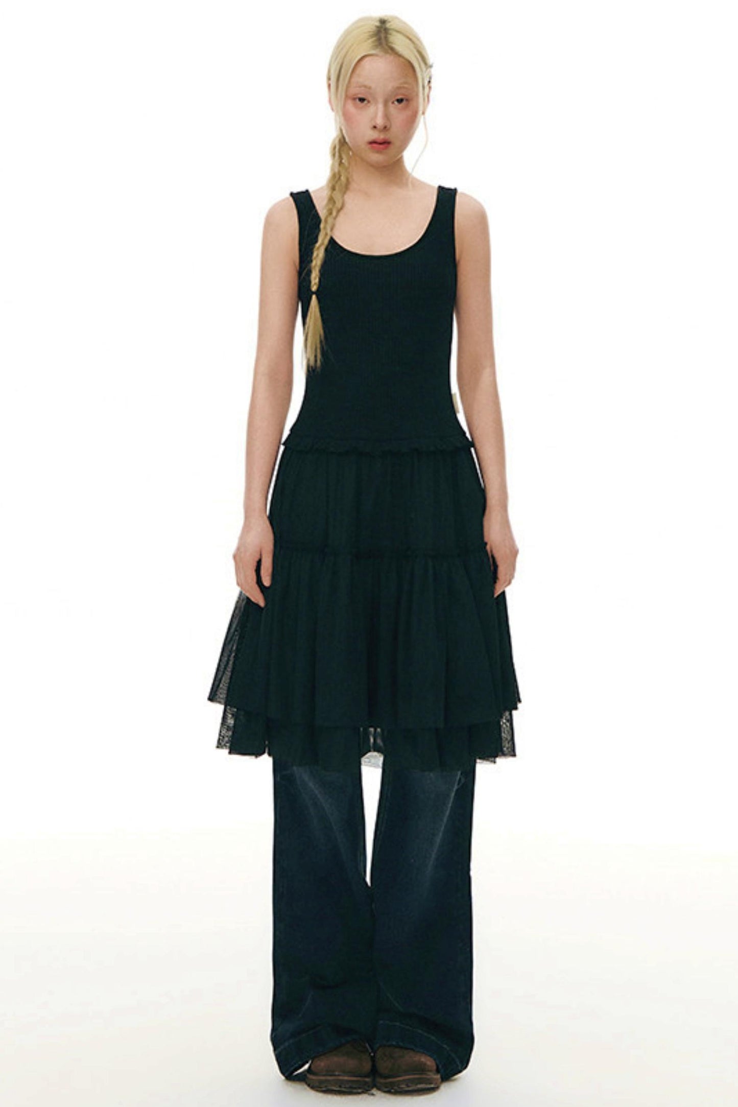 Robe chasuble en tulle Y2K