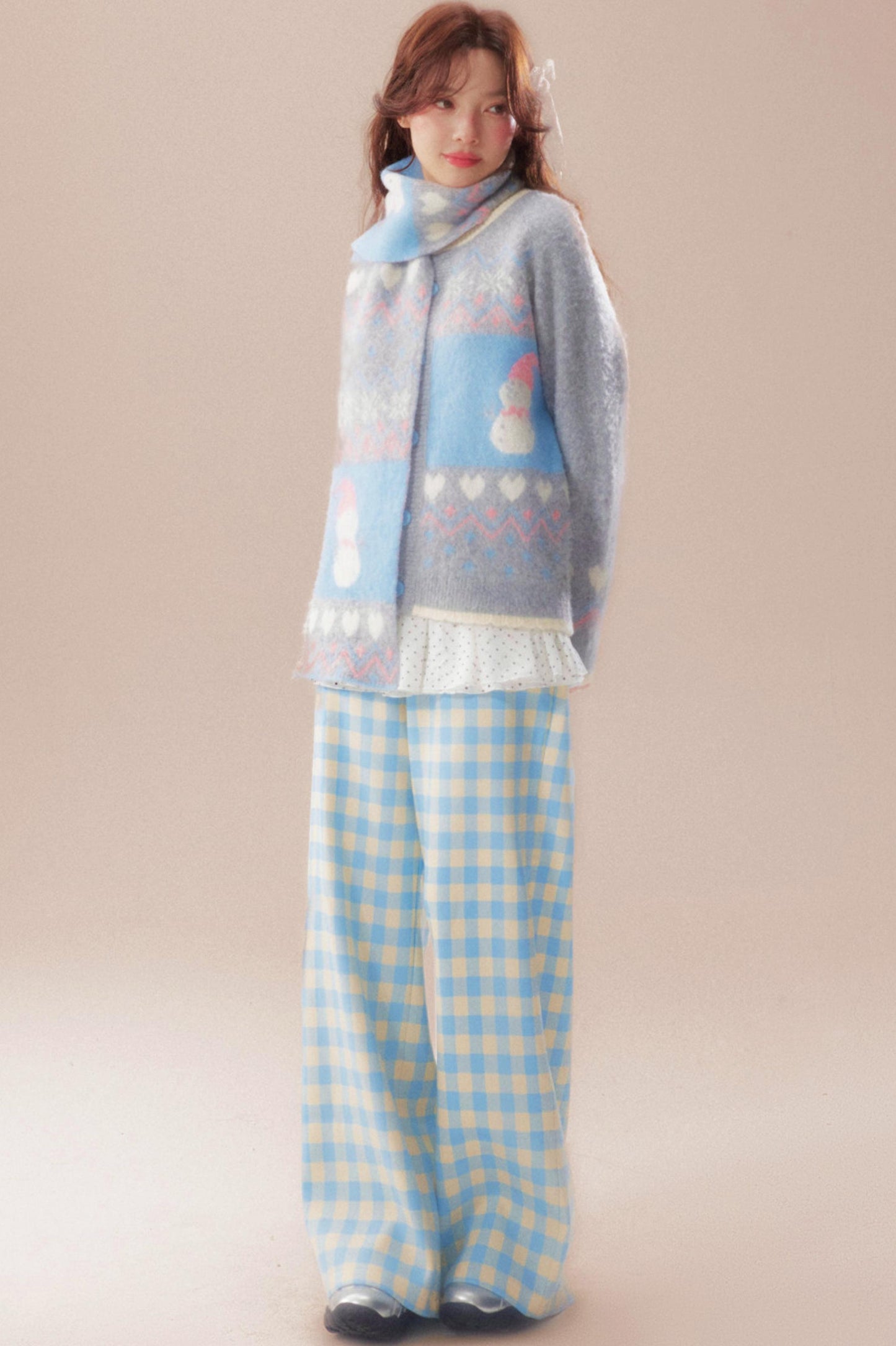 Sweet Fair Isle Sweater Cardigan + Scarf